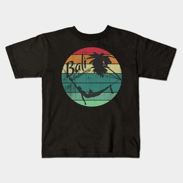 Bali Indonesia Vintage Sunset Vacation Retro Kids T-Shirt by Urban7even